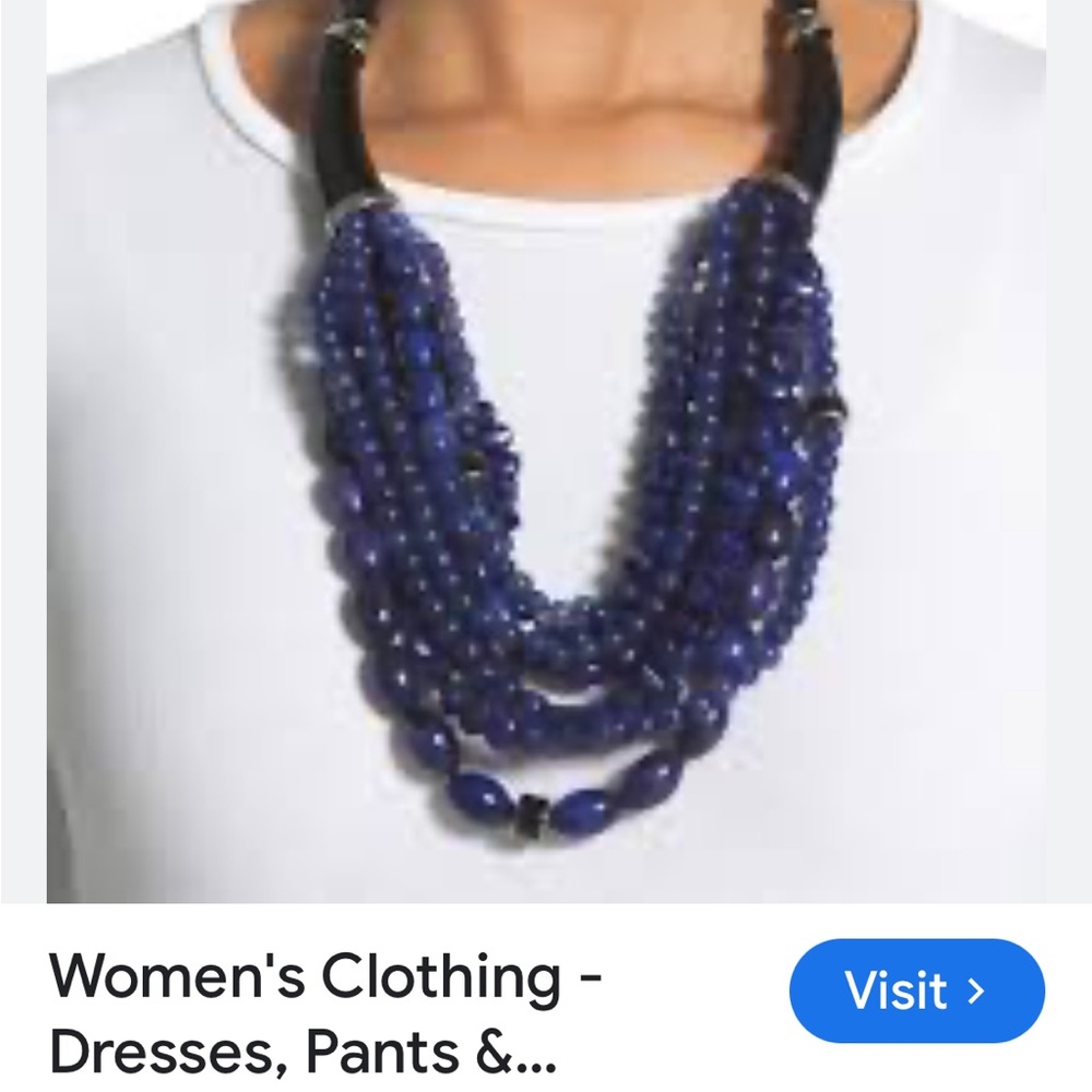 Chico’s Ladies Corporate Necklace Cobalt blue multi strand (8) adjustable NWOT